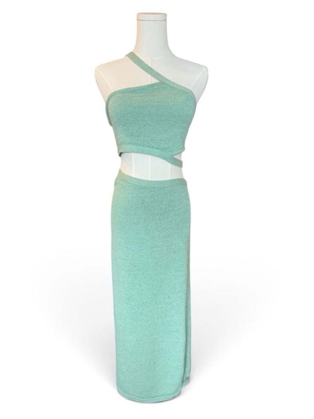 Cult Gaia Chaya Knit Cut-Out Detail Crop Top and Midi Skirt Set Sz L